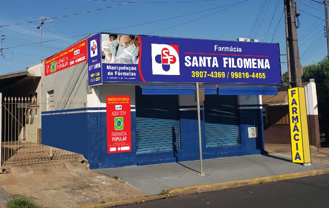 Fachada da Farmácia Santa Filomena — Unidade Jardim Monte Alto, R. Adelino Rodrigues Gatto, 639, Presidente Prudente-SP